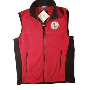 Chestnut Hill Vest‎ Mens Medium Red Black Polartec Classic 200 Zip Fleece FTG-15